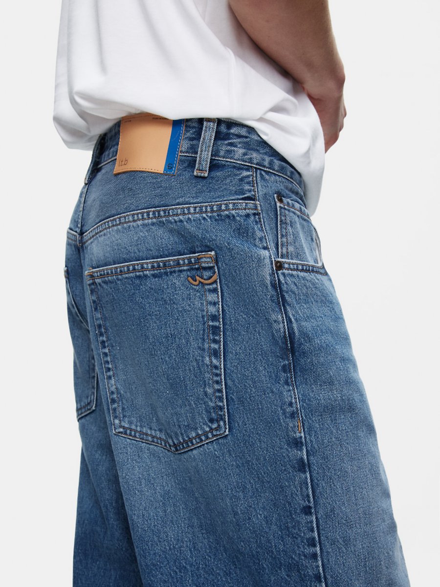 Julıus Geniş Paça Orta Bel Mavi Jean Pantolon