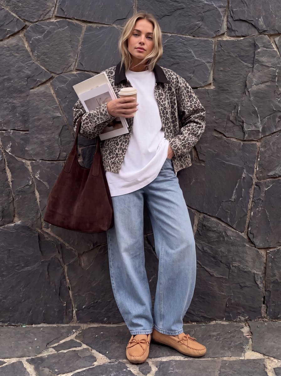 Sasha Comfort Fit Leopar Jean Ceket