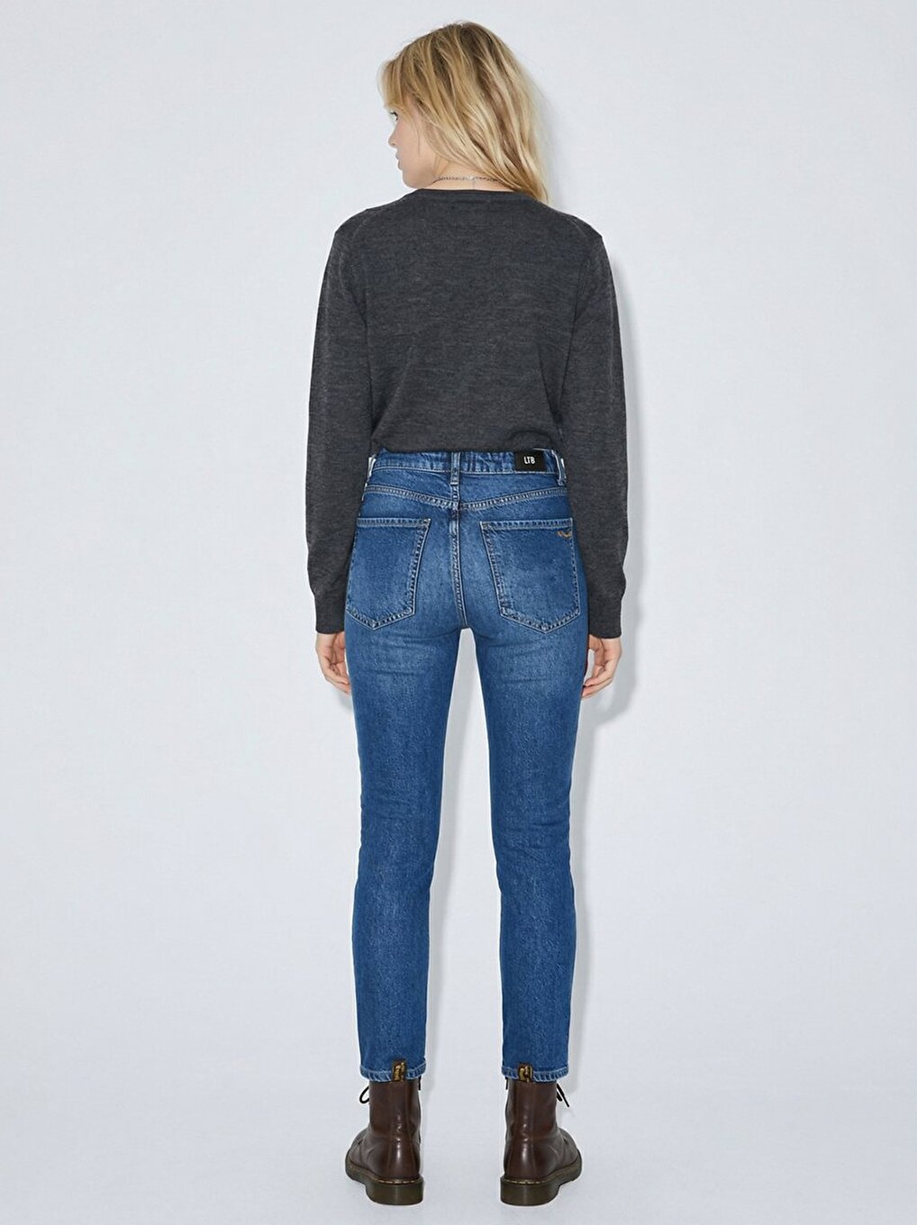 Ronna X Cou Droit Bleu Moyen Les Pantalons