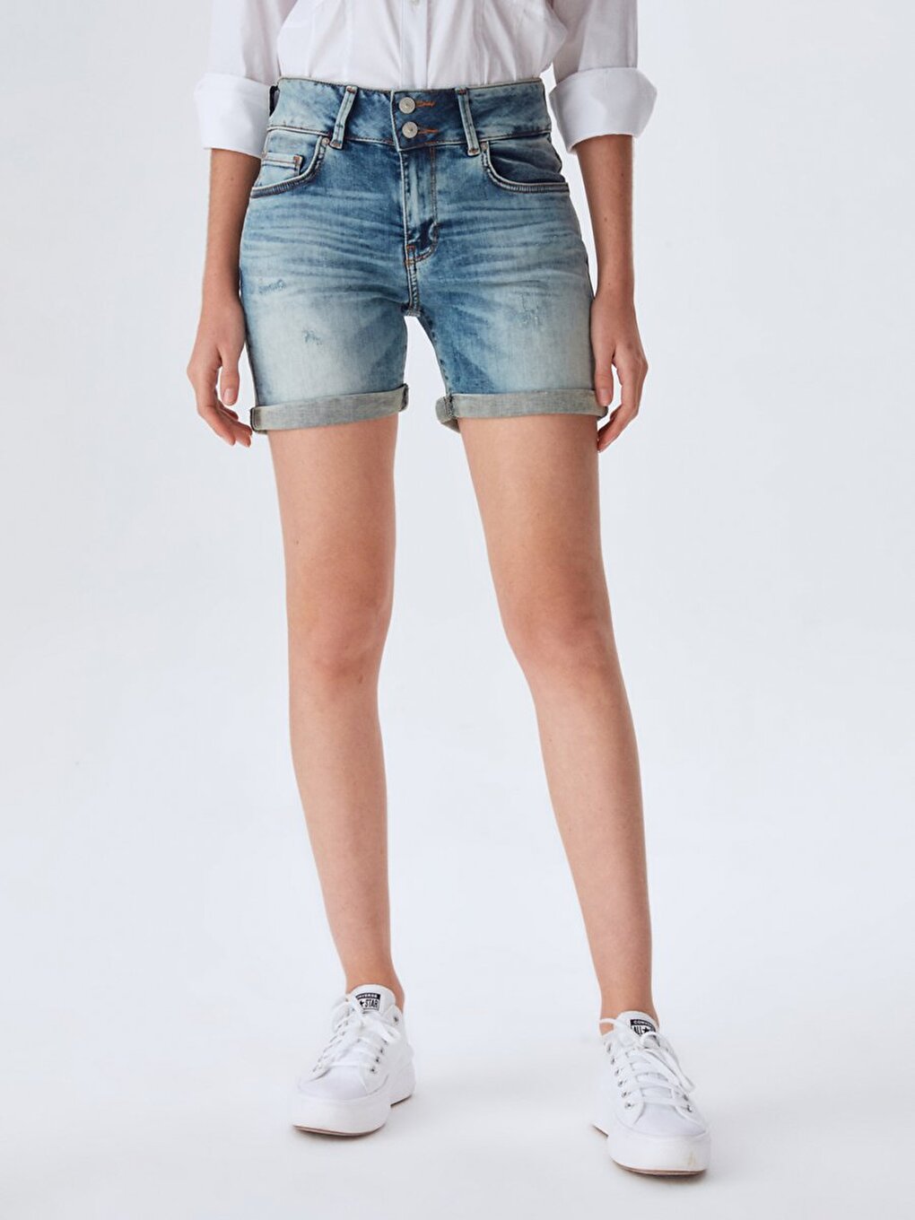 Becky X Middelhoge Taille Lichtblauw Shorts