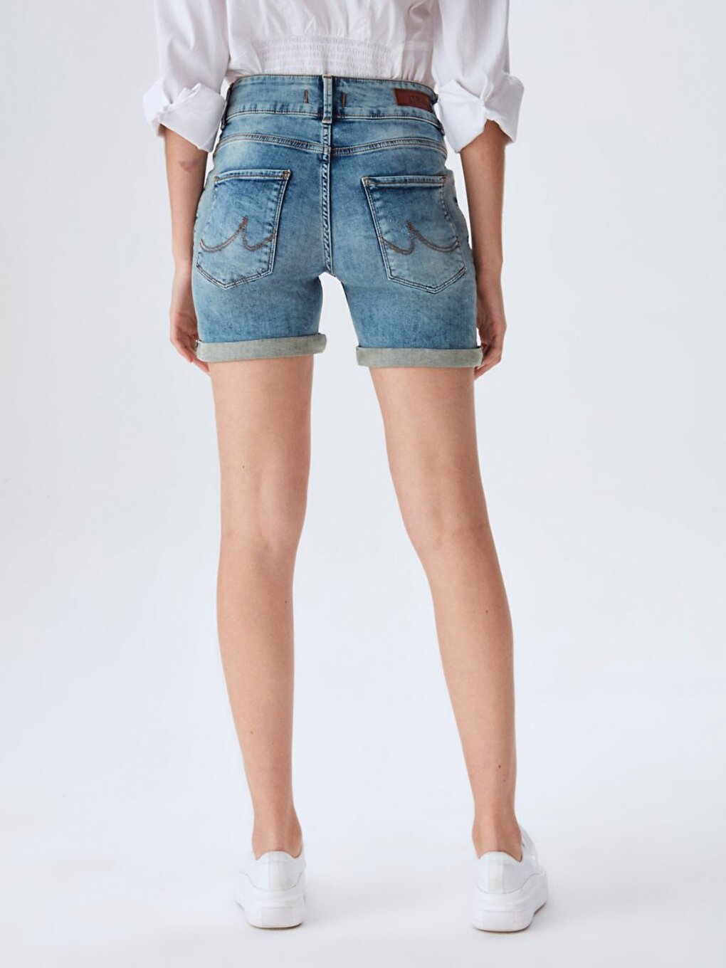 Becky X Middelhoge Taille Lichtblauw Shorts