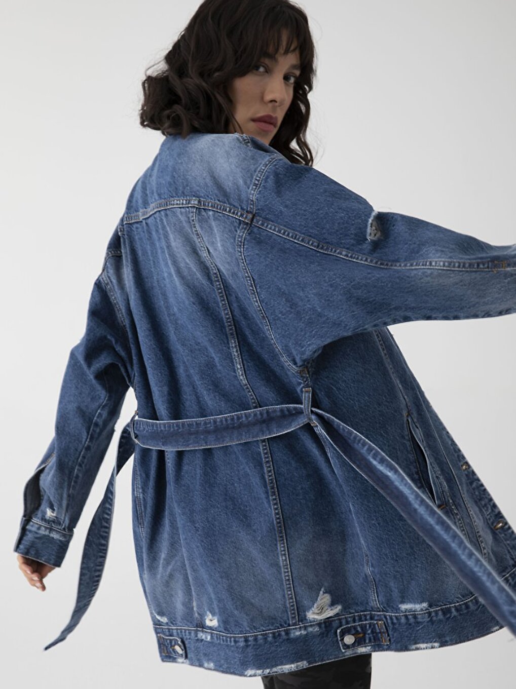 Louısa Oversize Jean Koyu Mavi Ceket