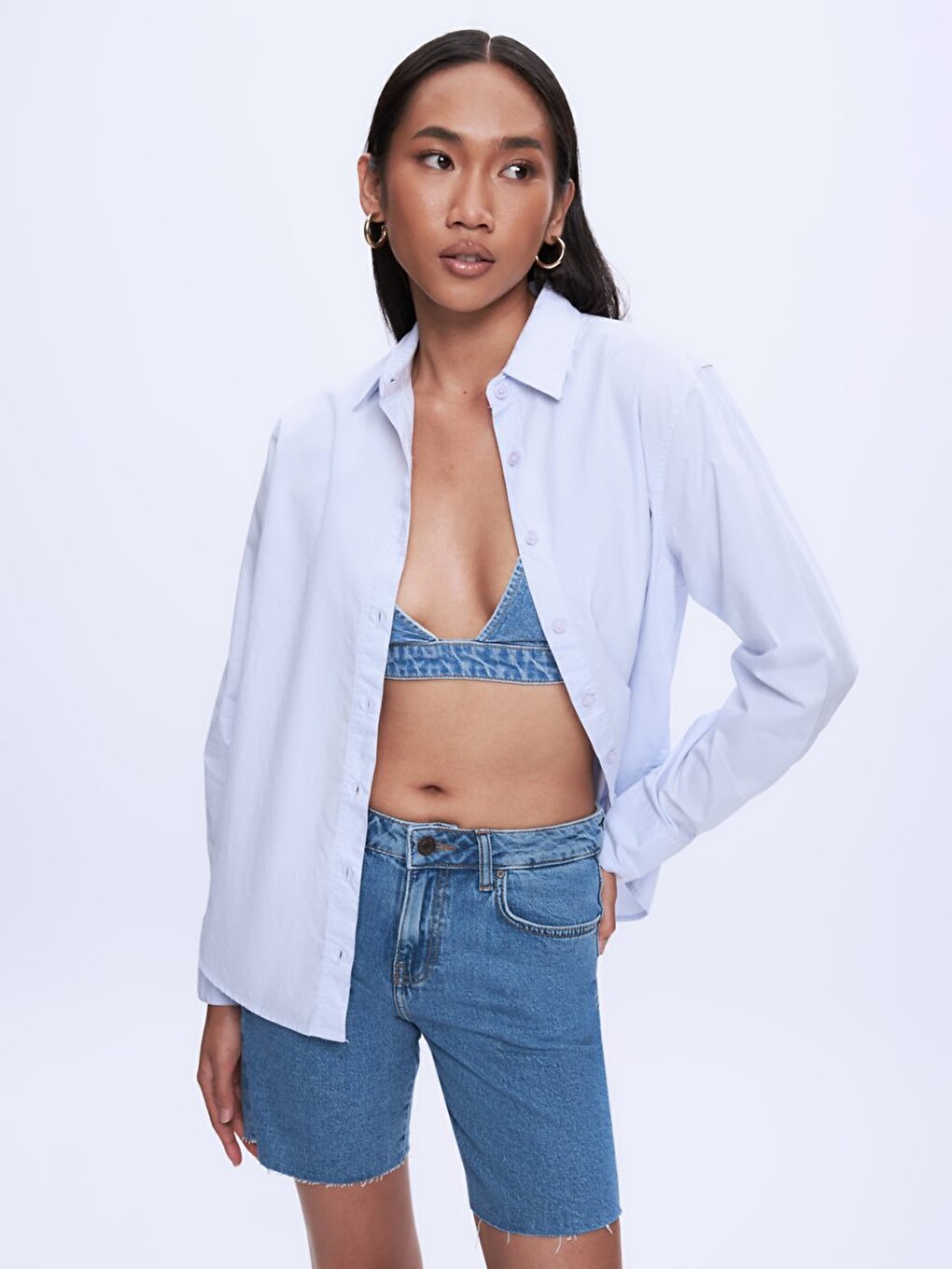 Marıelle Coupe Décontractée Bleu Moyen Shorts