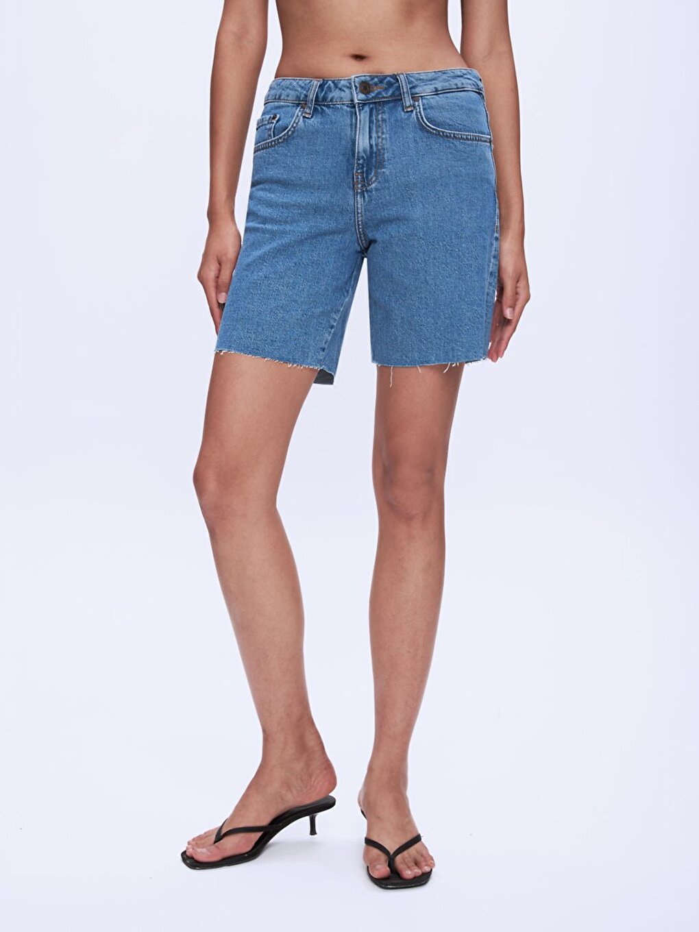Marıelle Coupe Décontractée Bleu Moyen Shorts