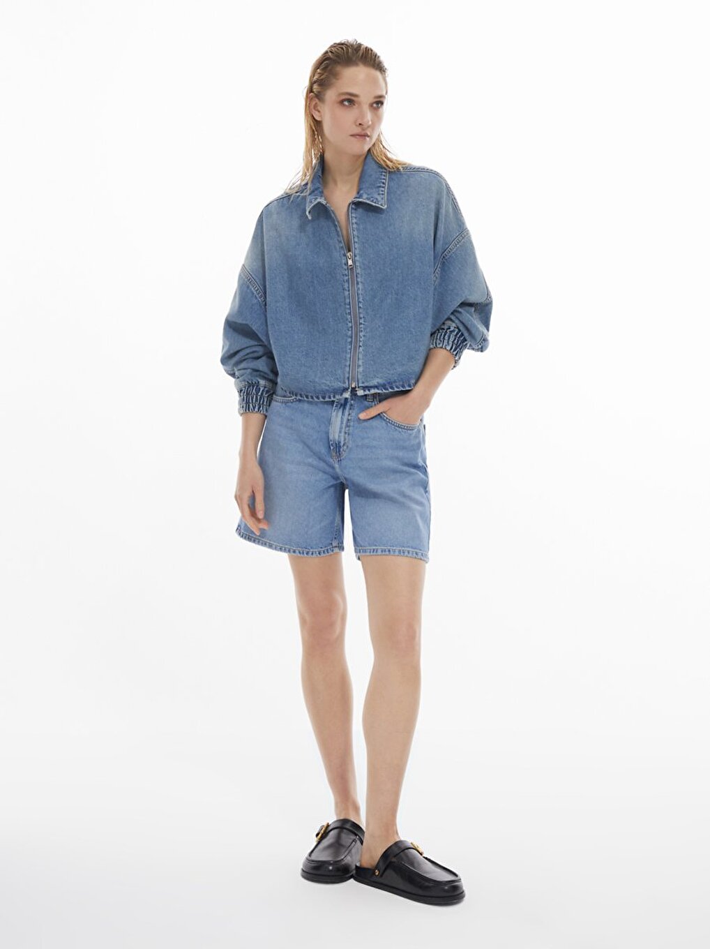 Mencıa Bleu Moyen Veste