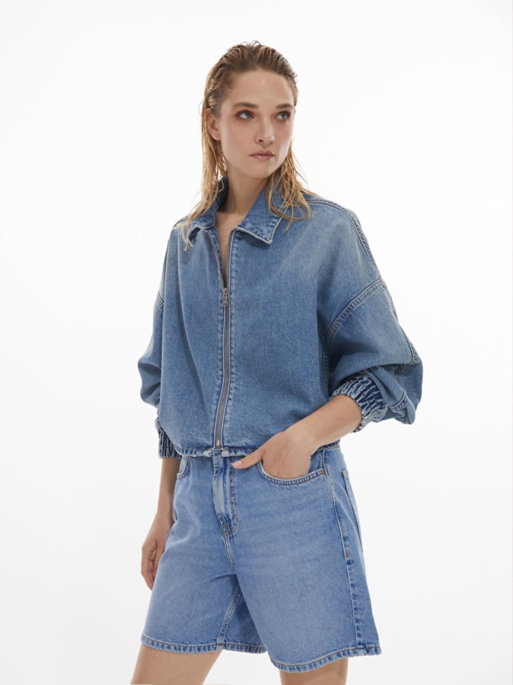 Mencıa Bleu Moyen Veste