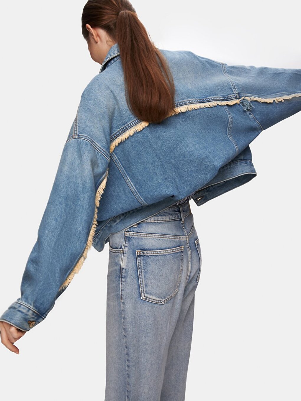 Cellına Oversize Jean Mavi Ceket