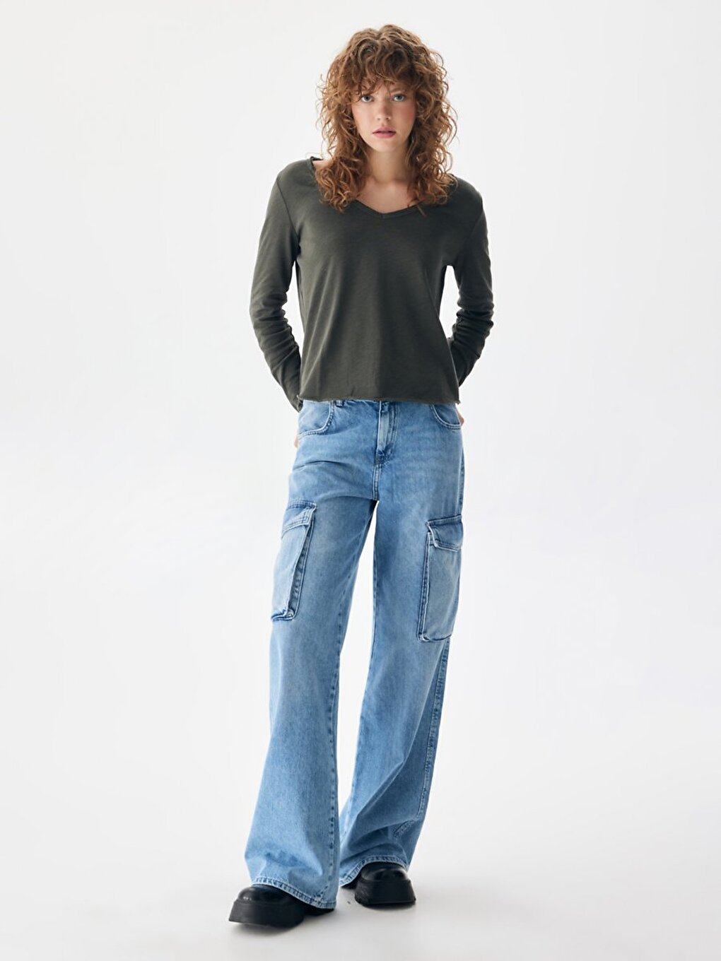 V-hals Groen Sweatshırt