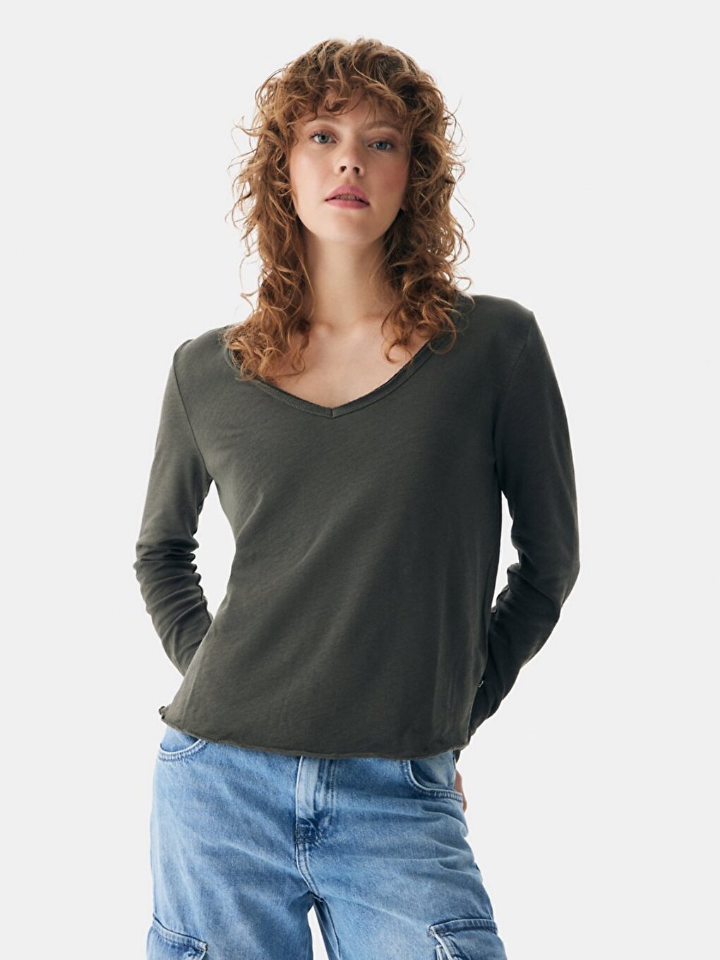 V-hals Groen Sweatshırt
