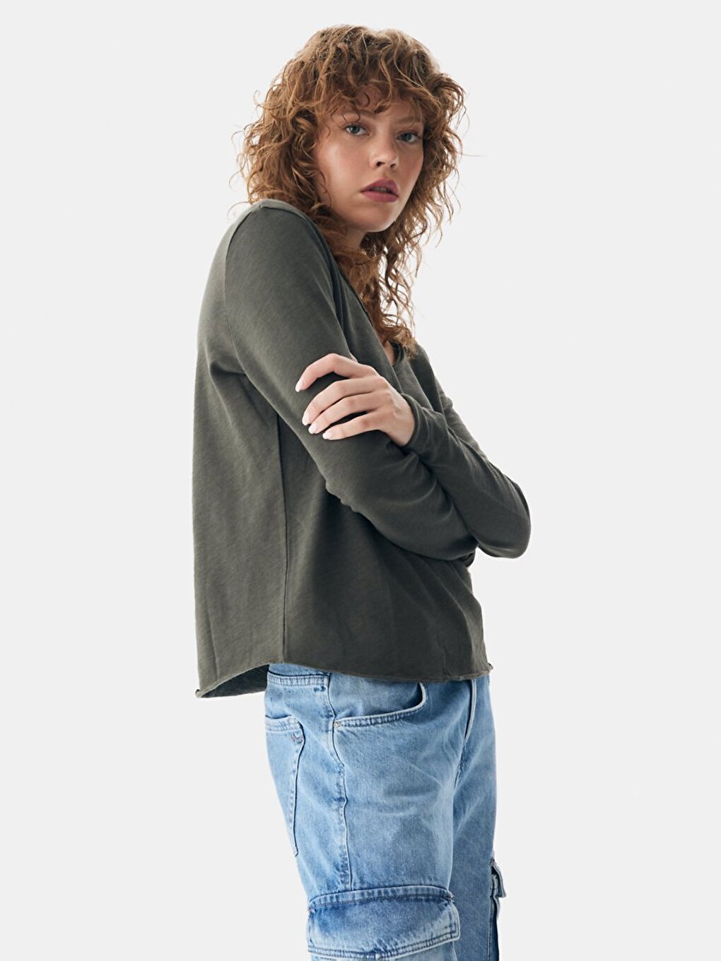 V-hals Groen Sweatshırt