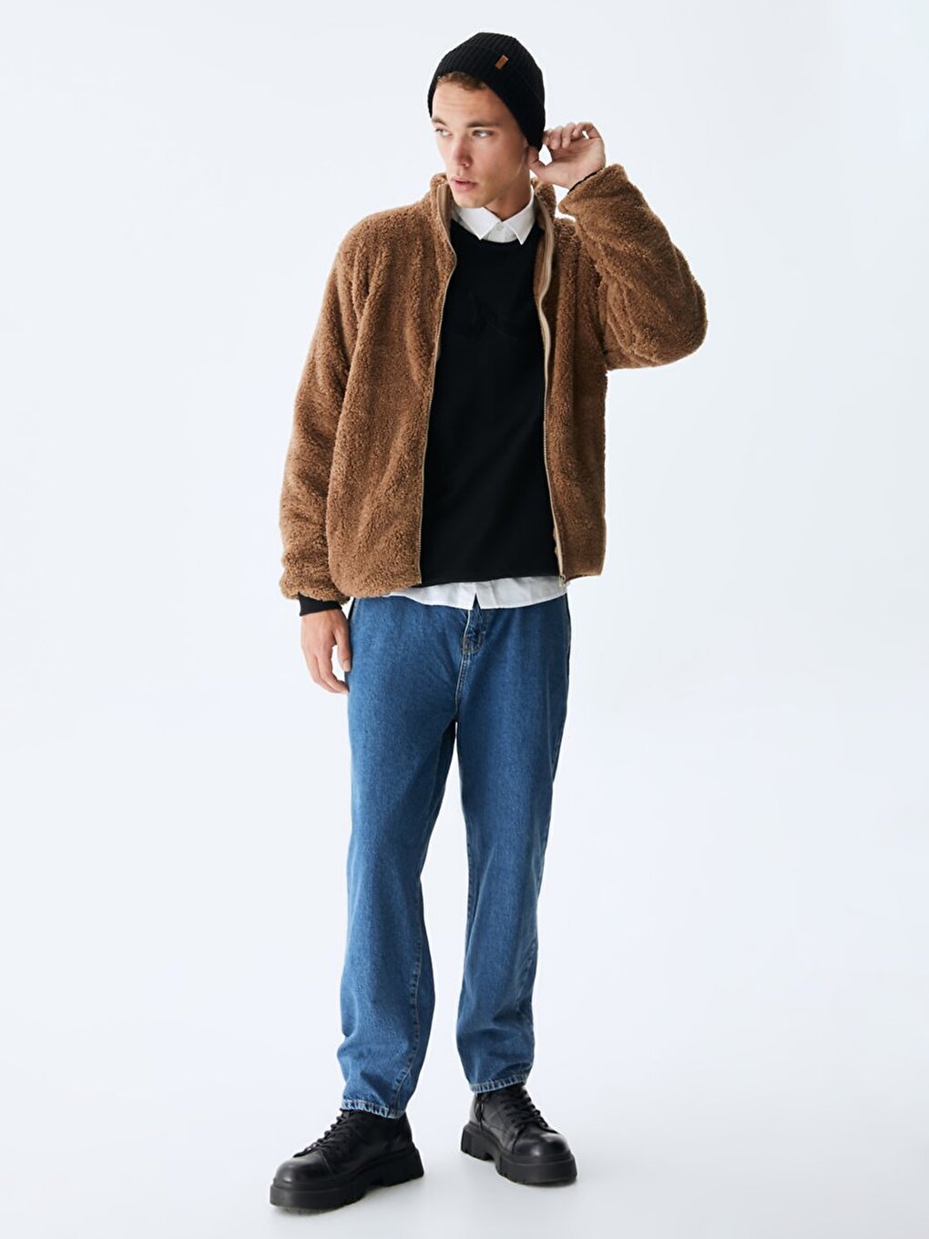 Long Sleeves Brown Sweatshırt