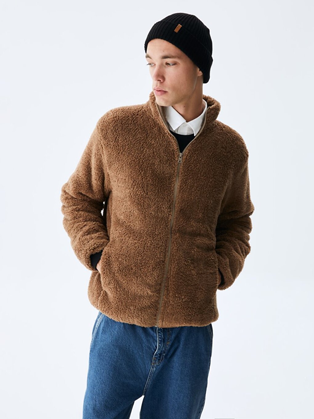 Long Sleeves Brown Sweatshırt