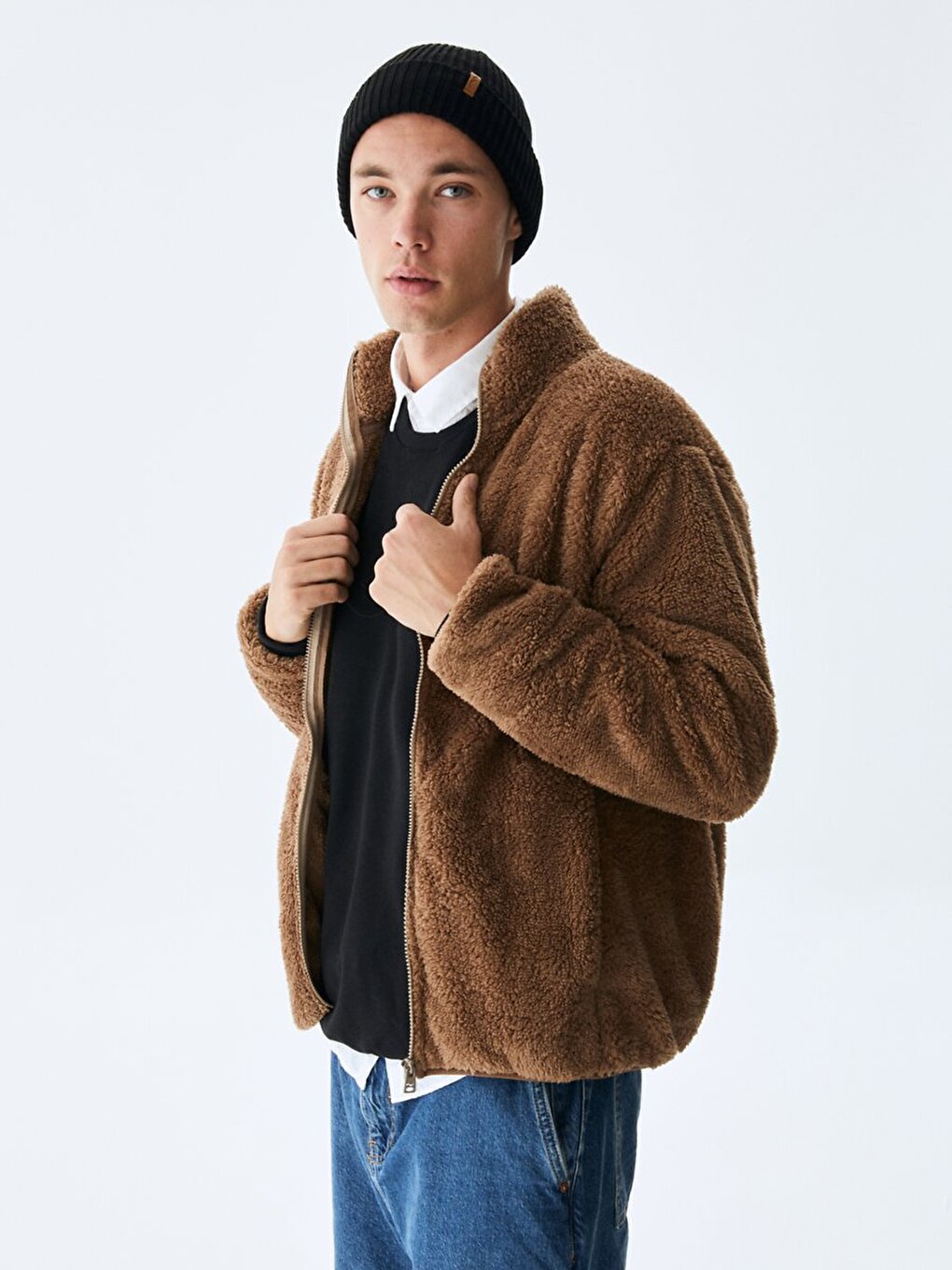 Long Sleeves Brown Sweatshırt