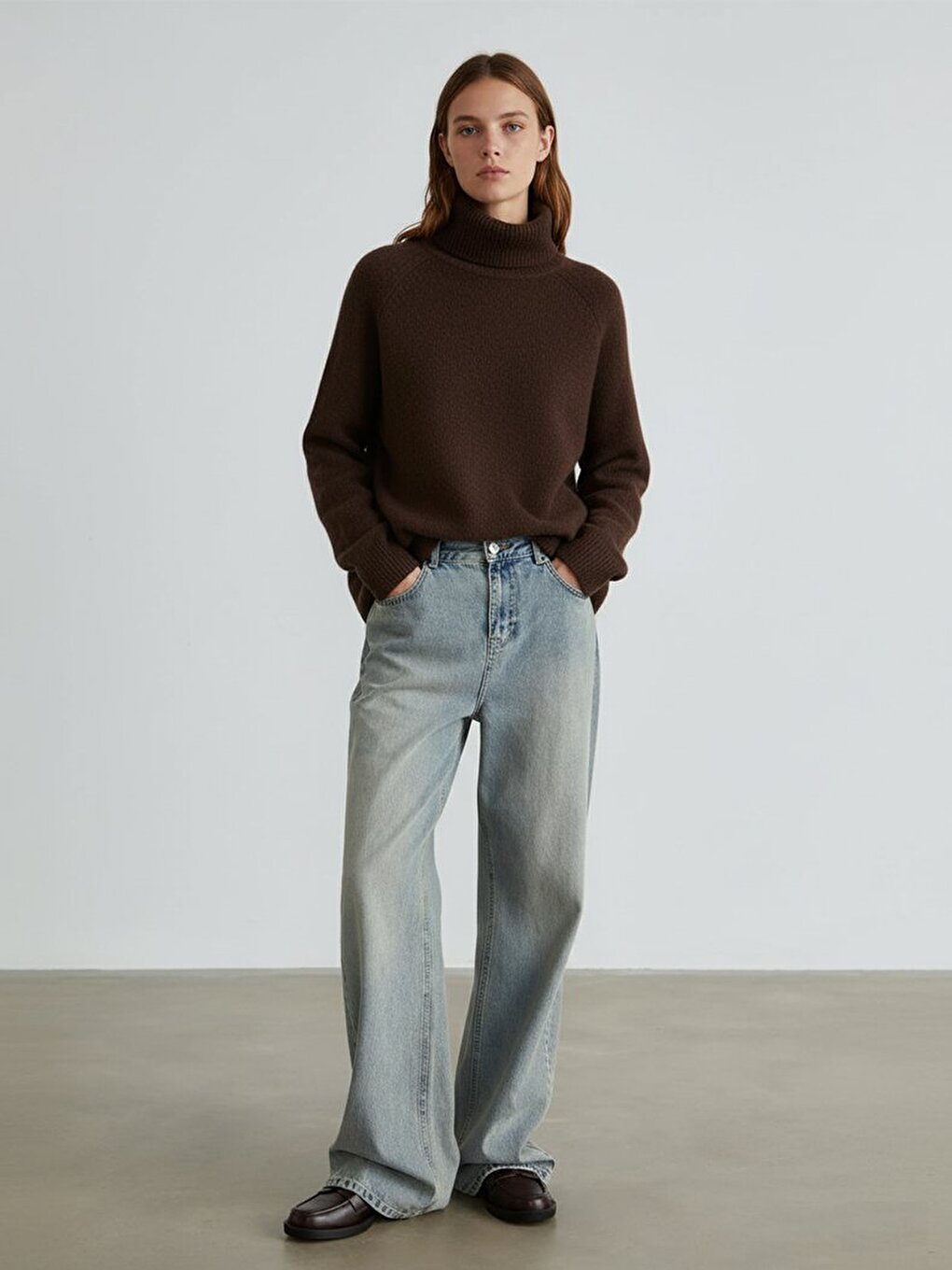 Long Sleeves Brown Pullover