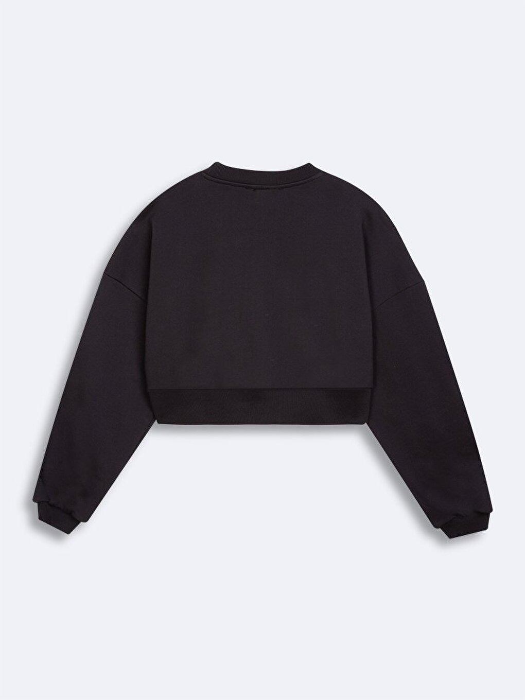 Crew Neck Slogan Print Black Sweatshırt