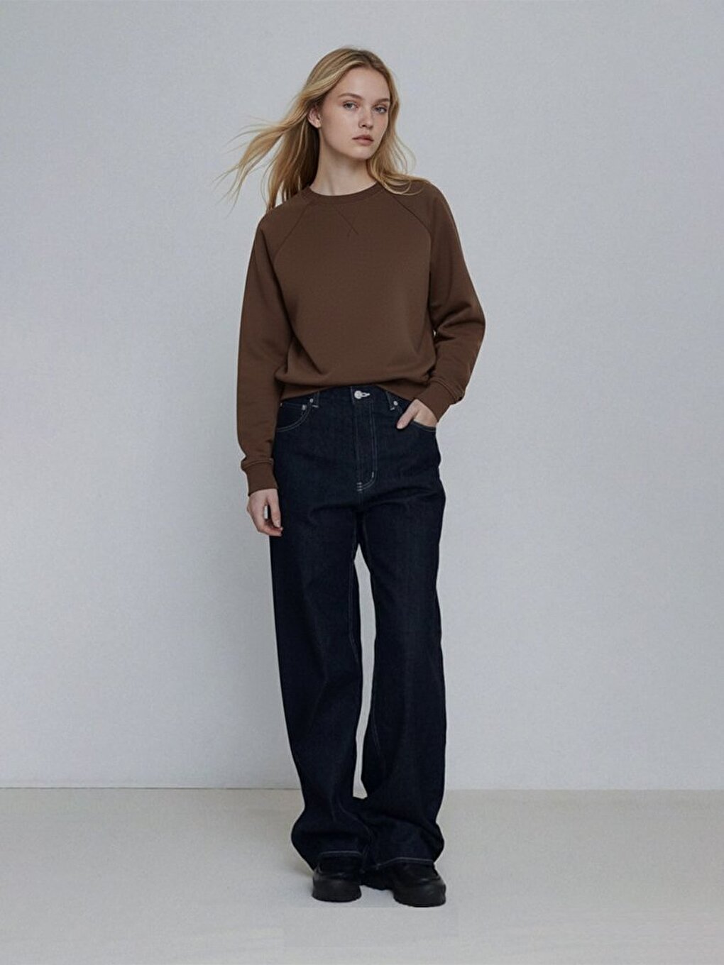 Long Sleeves Brown Sweatshırt