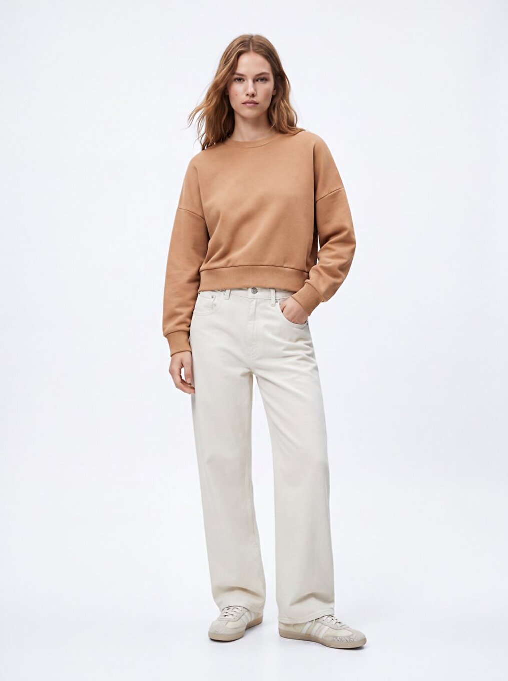 Long Sleeves Brown Sweatshırt