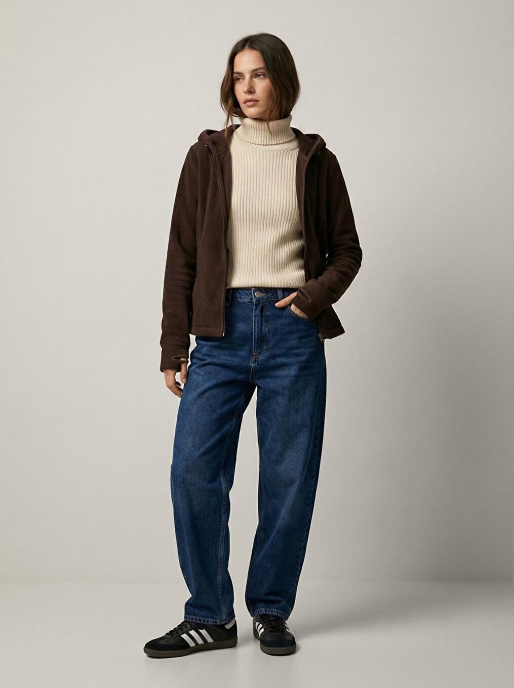 Long Sleeves Brown Sweatshırt