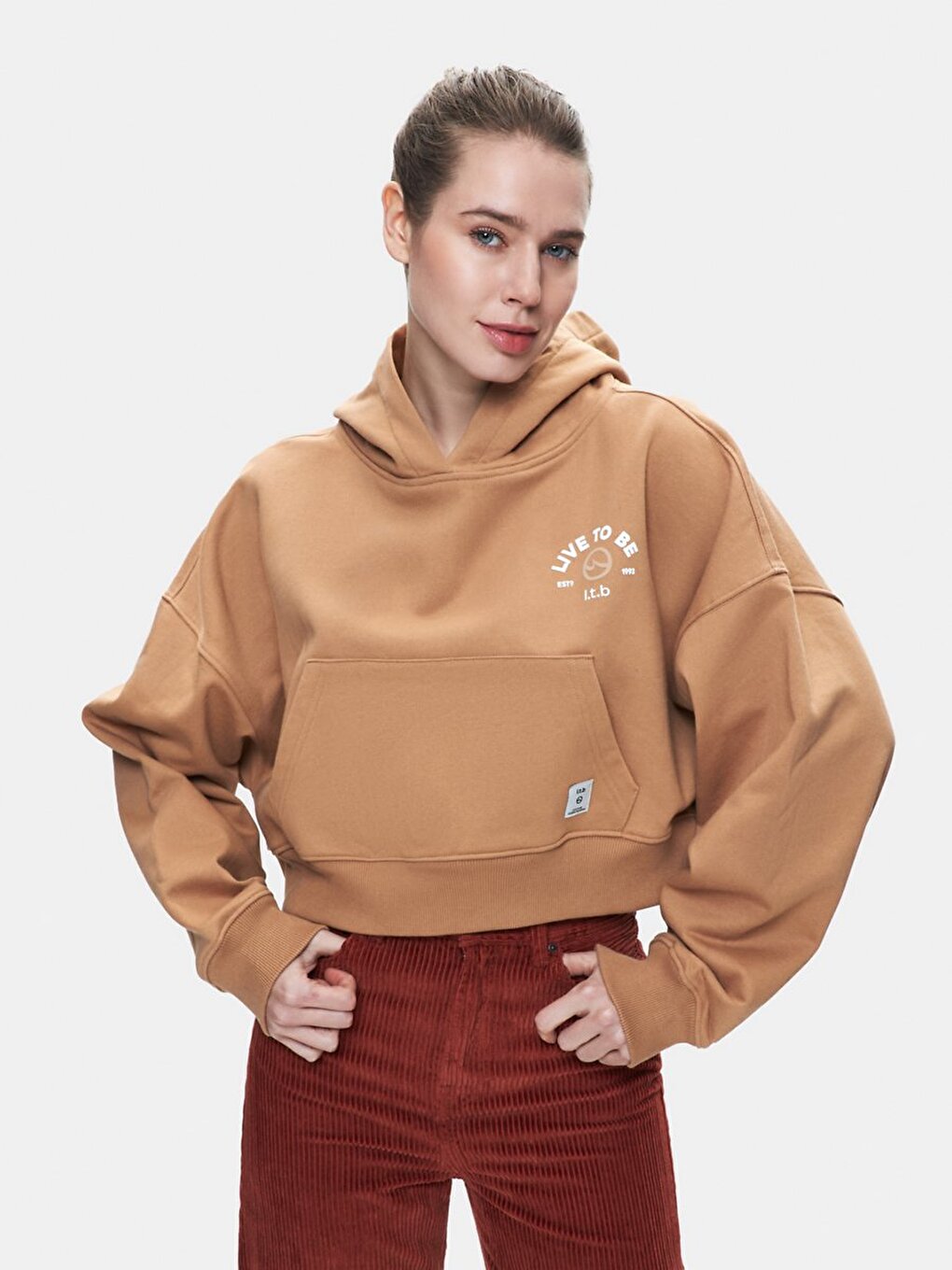 Long Sleeves Brown Sweatshırt