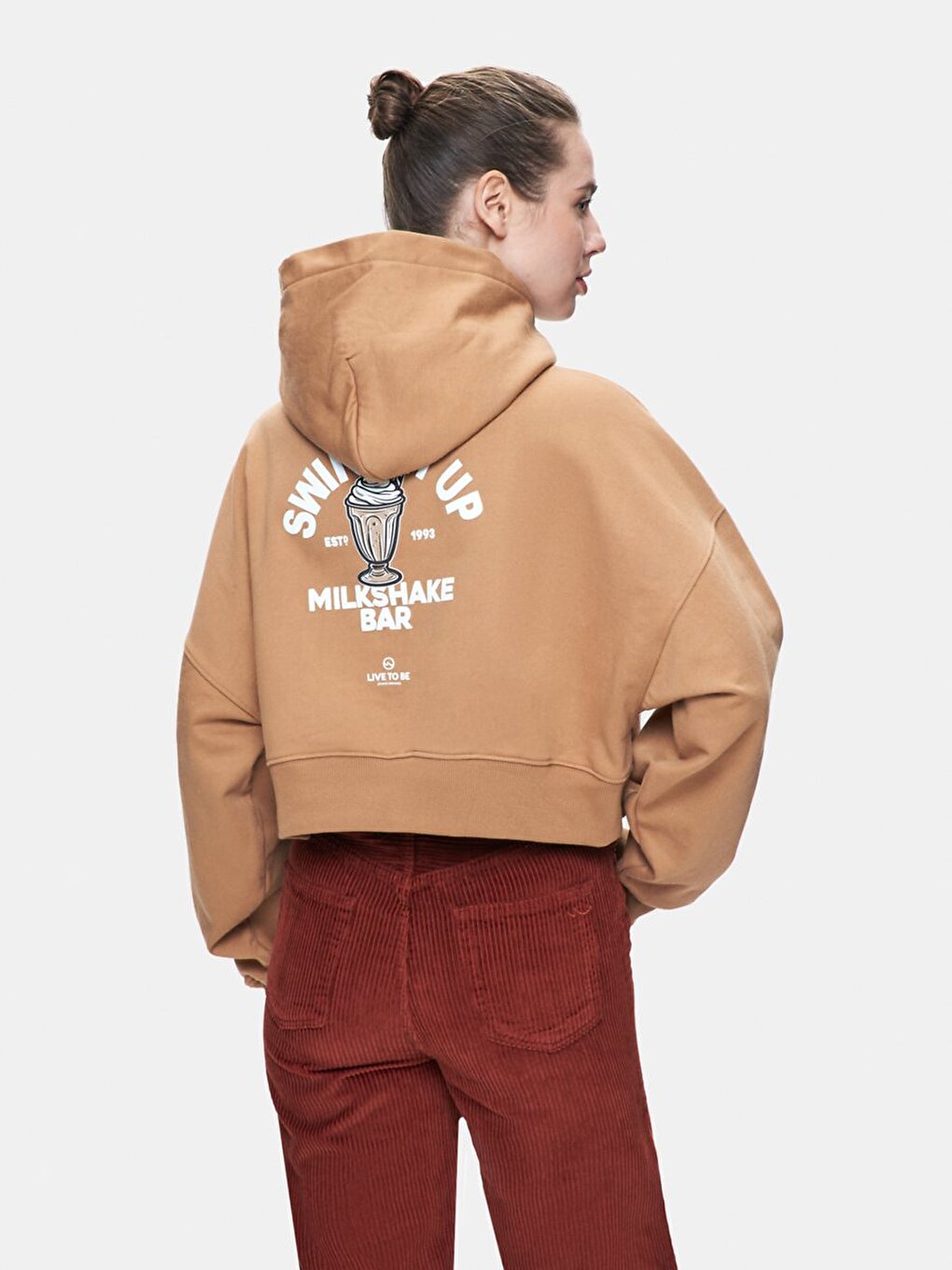 Long Sleeves Brown Sweatshırt