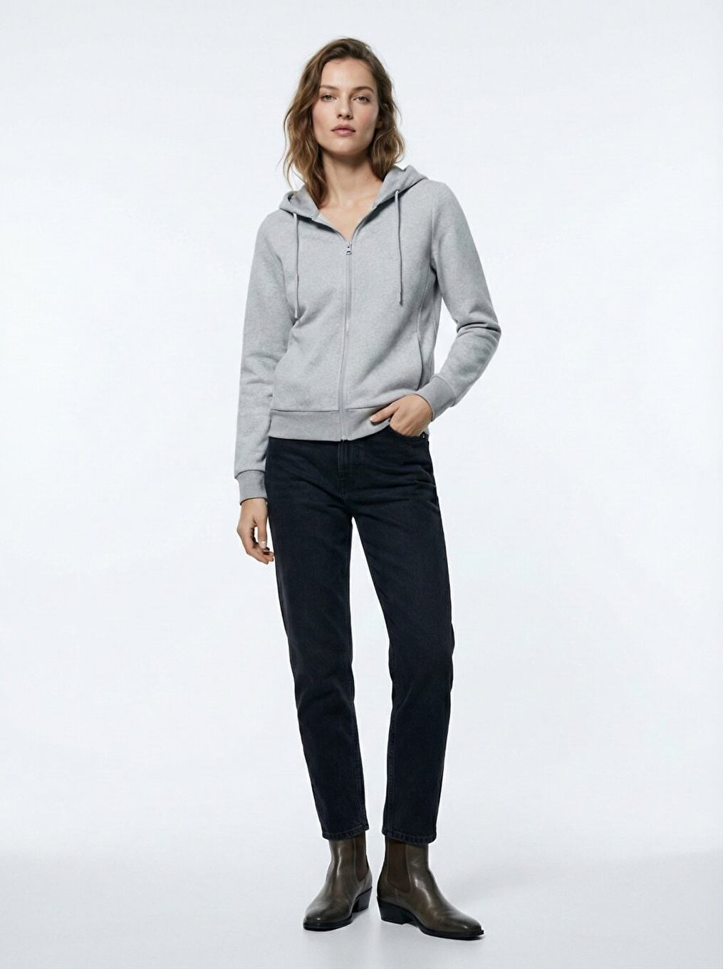 Manches Longues Grıs Sweat-shırt
