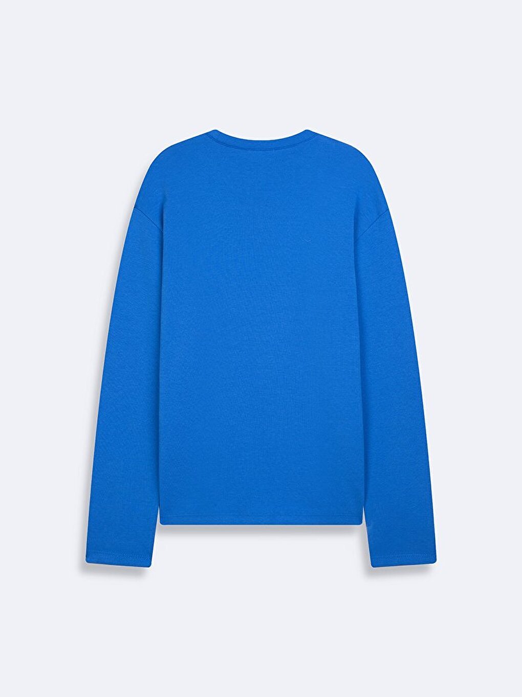 Uzun Kollu Sıfır Yaka Basic Mavi Sweatshırt