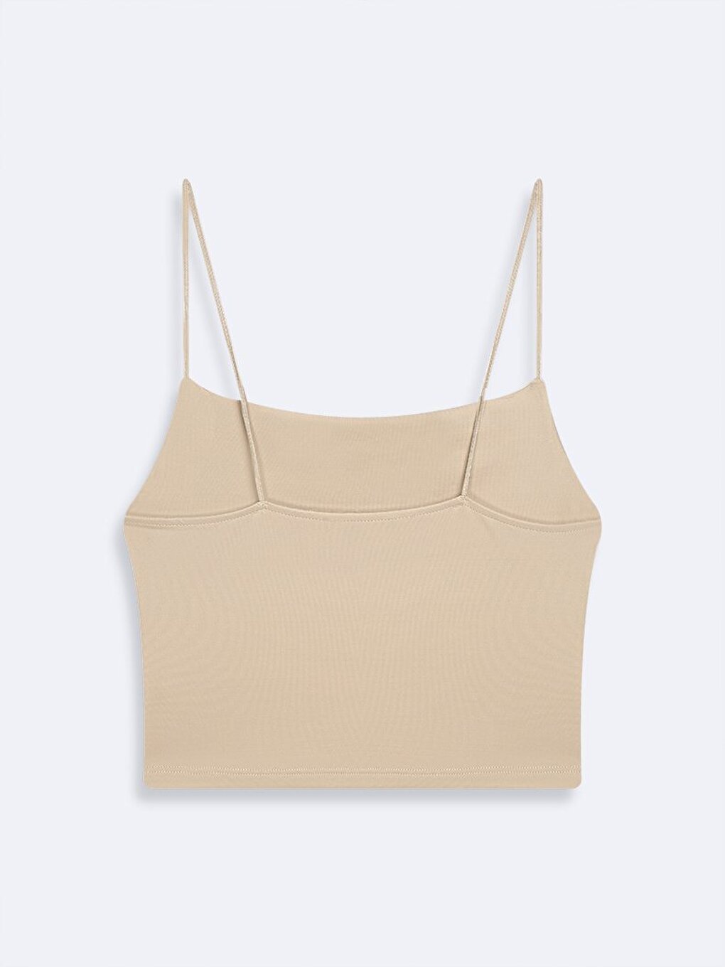 ince Askılı Basic Crop Bej Atlet
