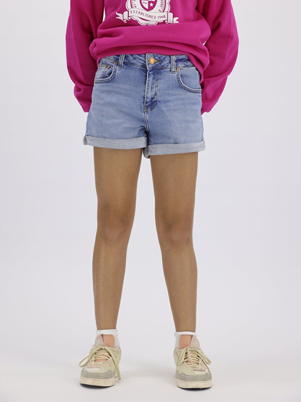 Elıda G Middelhoge Taille Lichtblauw Shorts